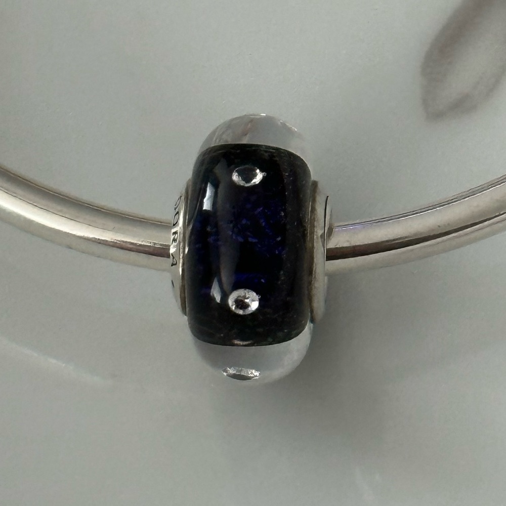 Pandora Moments Blue CZ Murano Glass Charm Retired